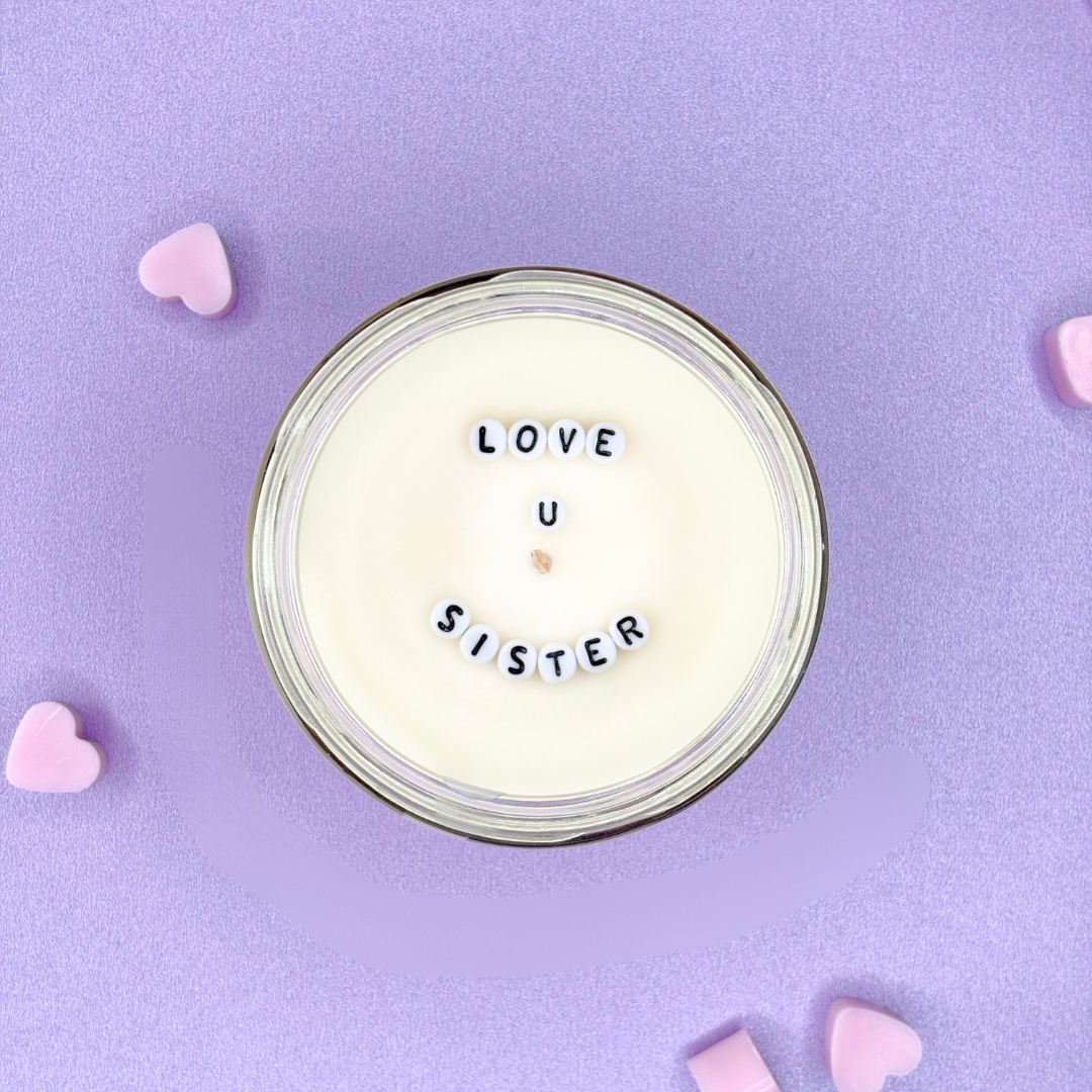Bougie à message "Love u sister"